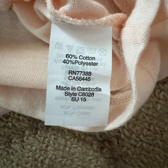 J. Crew Collection short sleeved tissue T-shirt pale peach / orange w text M - Picture 8 of 8